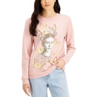 Love Tribe Juniors’ Frida Graphic Print Sweatshirt, Pink, Small