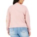  Womens Plus Size Looney Tunes Long-Sleeve Graphic T-Shirts, Pink, 1X