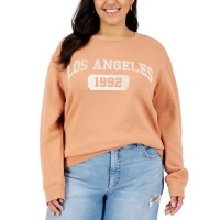 Love Tribe Womens Plus Size Los Angeles Graphic Sweatshirt,Khaki,2X