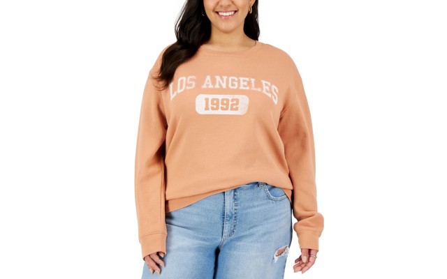  Womens Plus Size Los Angeles Graphic Sweatshirt,Khaki,2X