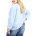  Womens Trendy Plus Size Cotton Graphic Tops, Blue, 1X