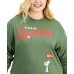  Womens Trendy Plus Size Long-Sleeve Cotton Snoopy T-Shirts, Green, 3X