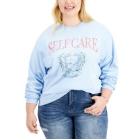 Love Tribe Womens Trendy Plus Size Cotton Graphic Tops, Blue, 3X