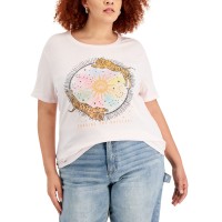 Love Tribe Womens Trendy Plus Size Graphic T-Shirts, Mauve, 1X