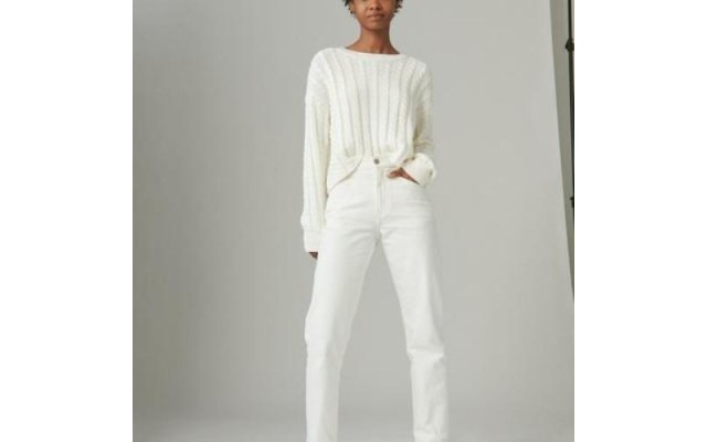  High Rise Drew Mom Women’s Jeans Denim Pants, Spring White, 8/29 X 30