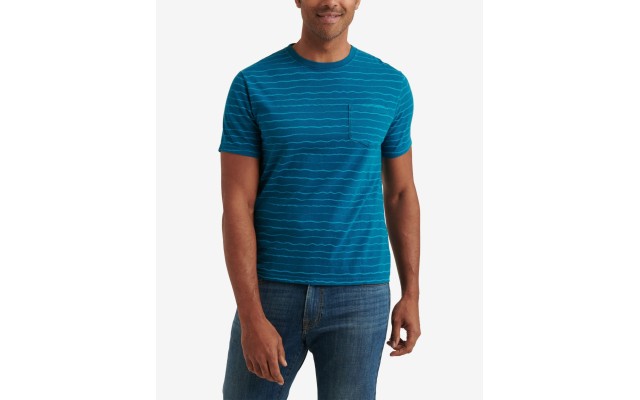  Mens Short Sleeve Sunset Wave Stripe Crew Neck T-shirt, Medium