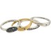  Two-Tone Black Druzy Stacked Ring, Size 7