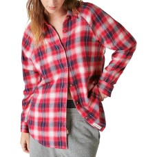 Lucky Brand Women’s Cotton Oversized Plaid-Print Tunic, Red Clover Plaid, X-Large