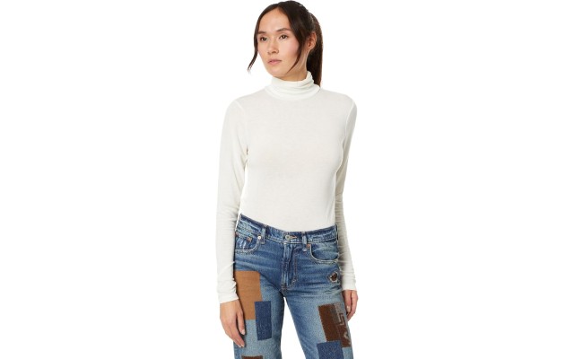  Women’s Mock Neck Layering Top, Egret, X-Large