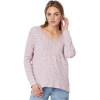 Lucky Brand Women’s Oversized V-Neck Waffle Thermal Top, Pink Floral Print, X-Large