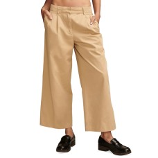 Lucky Brand Womens Pleated Wide Leg Cropped Pants, Dark Khaki,12
