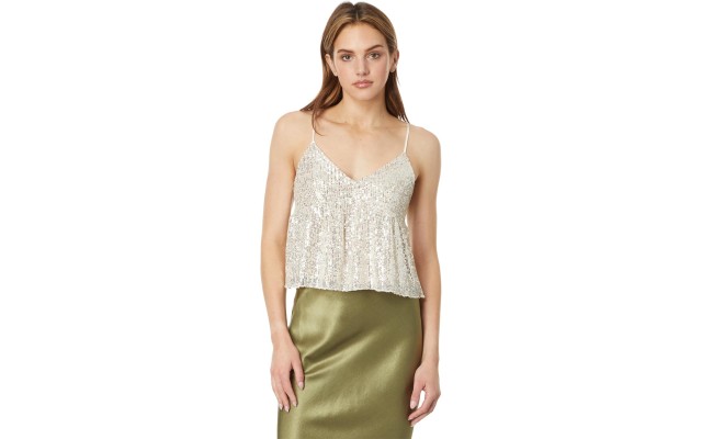  Women’s Sequin Mini Top, Champagne, Medium
