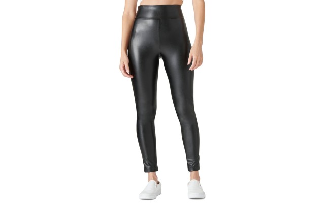  Women’s Vegan Leather Legging, Jet Black, X-Large