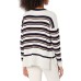  Women’s V-Neck Striped Sweater, Navy Combo, Medium