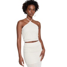 Lucy Paris Women’s Mia Crochet Top, Beige, Medium