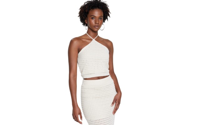  Women’s Mia Crochet Top, Beige, Medium