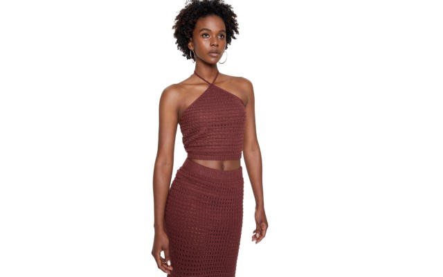  Women’s Mia Crochet Top, Brown, Large