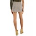  Women’s Plaid Zip-Up Slit-Hem Mini Skirt, Brown Plaid, Medium