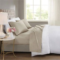 Luxura Home 100% Cotton 4Pc Sheet Set, King, Dark Sand