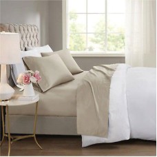 Luxura Home 100% Cotton 4Pc Sheet Set, King, Dark Sand