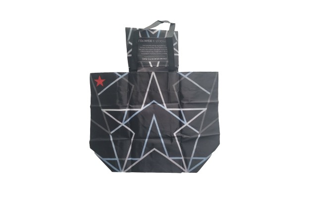 Macys X Oceancycle from Beach to Bag 1 Reusable Shopping Tote Bags Choose Style, Blue Black, Large, Black- Star, Large
