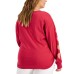 Womens Trendy Plus Size Strawberry Shortcake Long-Sleeve T-Shirts, wine, 3X