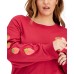  Womens Trendy Plus Size Strawberry Shortcake Long-Sleeve T-Shirts, wine, 3X
