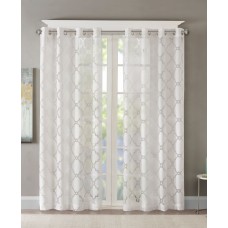 Madison Park 1-Panel Laya Fretwork Sheer Window Curtain, White, 50X63