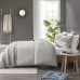  Amaya Full/Queen 3 Piece Cotton Seersucker Duvet Cover Set, Full/Queen, Gray