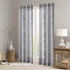 Madison Park Averil Bird Grommet Sheer Window Panel, 50″ x 95″, Gray