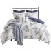  Benita Full/Queen 7pc Printed Seersucker Comforter Set, Navy