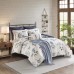  Benita Full/Queen 7pc Printed Seersucker Comforter Set, Navy