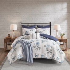 Madison Park Benita Full/Queen 7pc Printed Seersucker Comforter Set, Navy