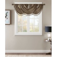 Madison Park Elena Waterfall Rod Pocket Faux-Silk Valance, 38″ x 46″, Bronze