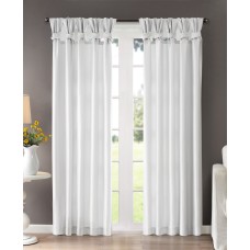 Madison Park Emilia Twisted Tab Top Faux-Silk Window Panel, 50″ x 84″, White