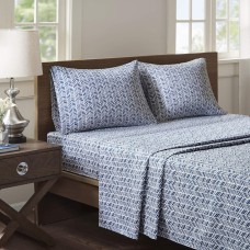 Madison Park Essentials Chevron Printed Ultra Soft 3 Piece Sheet Set, Navy, Twin