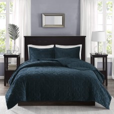Madison Park Harper Quilted Velvet 3-Pc. Coverlet Set, Full/Queen, Emerald