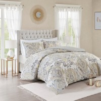 Madison Park Isla Reversible 3-Pc. Duvet Cover Set, Full/Queen Bedding, Yellow