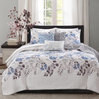 Madison Park Luna 6-Pc. Quilt Set, Full/Queen, Navy