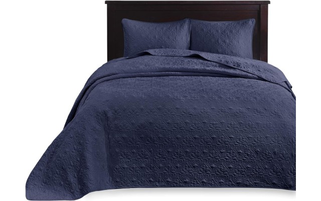  Quebec Quilted 3-Pc. Bedspread Set,  Queen, Navy