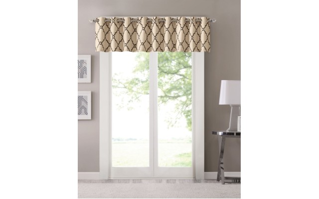  Saratoga Fretwork Printed Grommet Valance, 50″ x 18″, Khaki