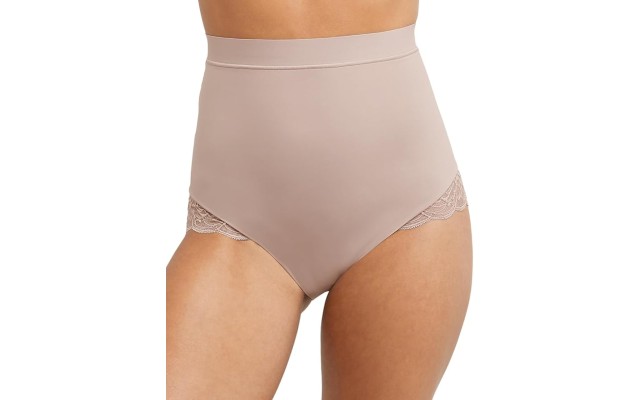  Women’s Eco Lace Firm Control Shaping, Moisture-Wicking, Mid-Brief Shapewear, Blush, XX-Large