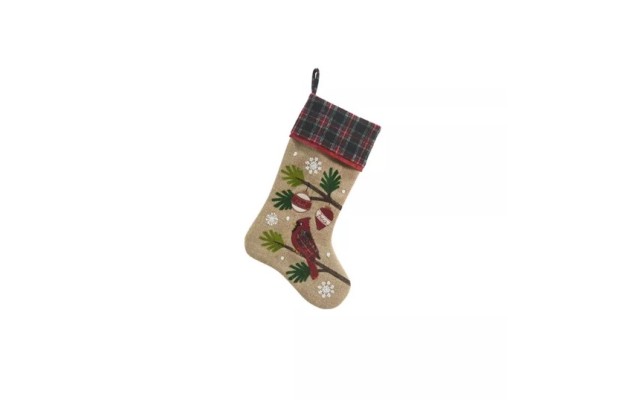  Cardinal Noel Peace Jute Christmas Stocking