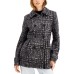 Maralyn Me Juniors Double-breasted Plaid Blackwhite Small