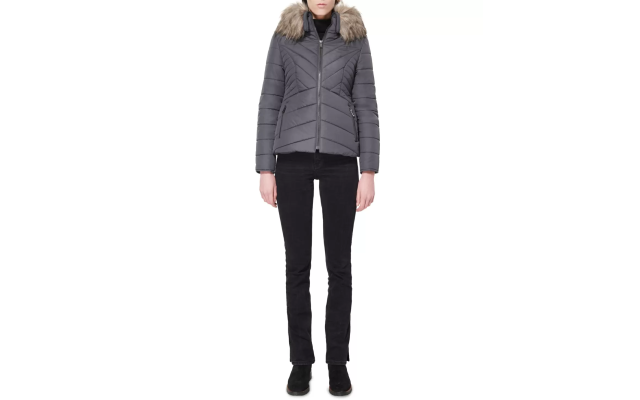 Maralyn Me Juniors Faux-fur-trim Hooded Concrete XSmall, Grey