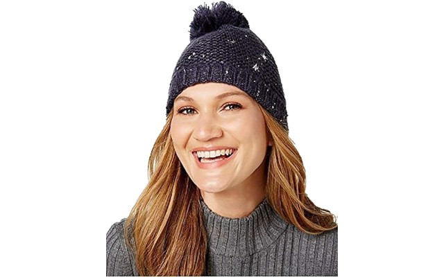 Starburst Pom-Pom Hat ,Navy,One Size