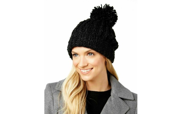  Women’s Ultra-Soft Boucle Pom Pom Hats, Black