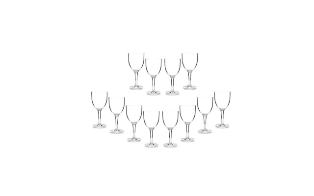  Collection Acrylic Wine Glass, Clear, Pack 12