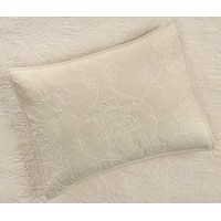 Martha Stewart Collection Batik Embroidery Quilted Sham, Standart, Beige