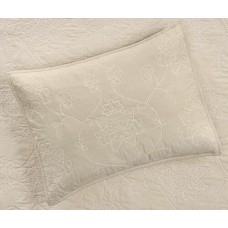 Martha Stewart Collection Batik Embroidery Quilted Sham, Standart, Beige